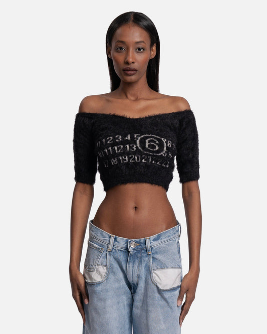 MM6 Maison Margiela Women Tops Off-Shoulder Brushed Top in Black