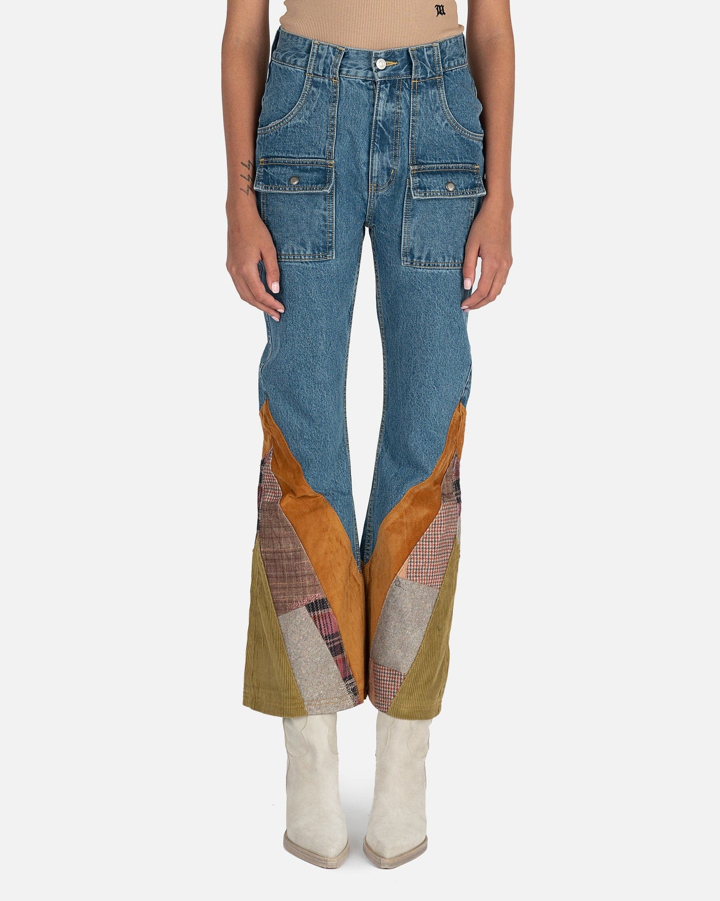 Andersson Bell Women Pants Olivia Patchwork Bootcut Jeans in Multi