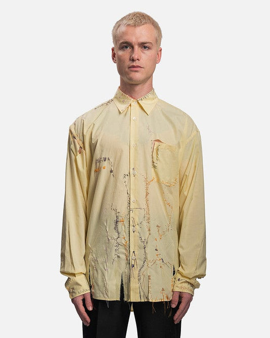 Marni Men's Shirts Organic Yarn Dyed Cotton Poplin in Citrine