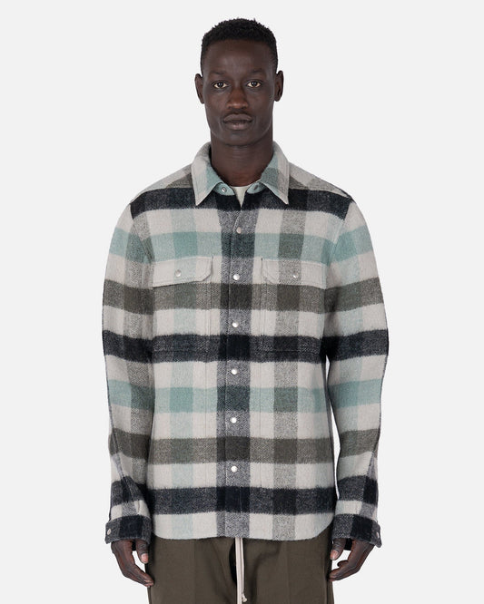 Rick Owens Men's Shirts Outershirt in Pearl Plaid