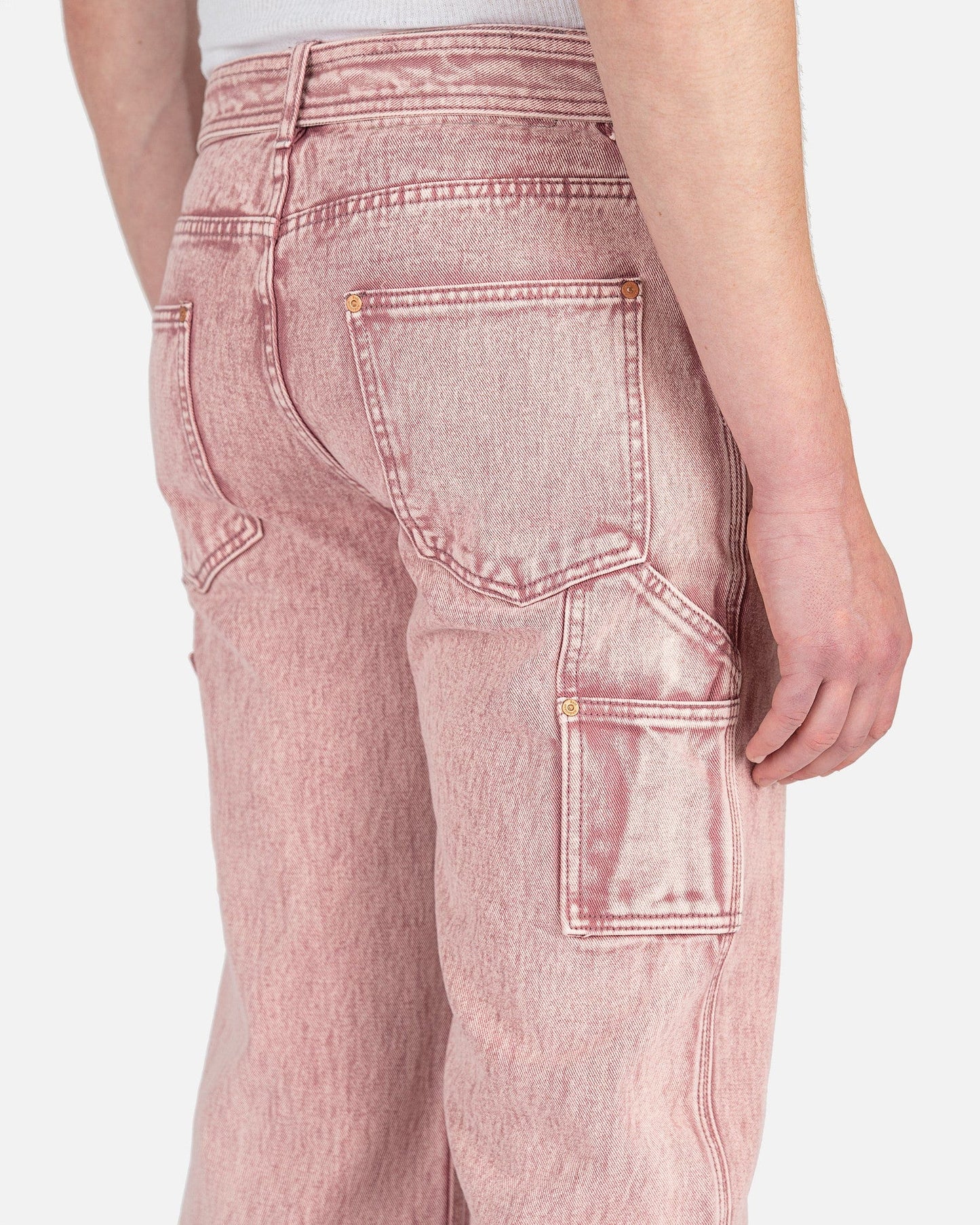 Andersson Bell Men's Jeans Overdyed Color Carpenter Jeans in Light Pink