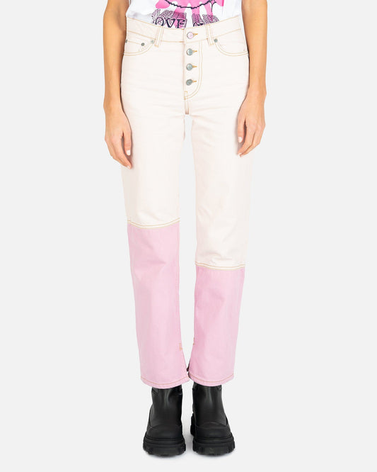 Ganni Women Pants Overdyed Cutline Denim in Light Lilac