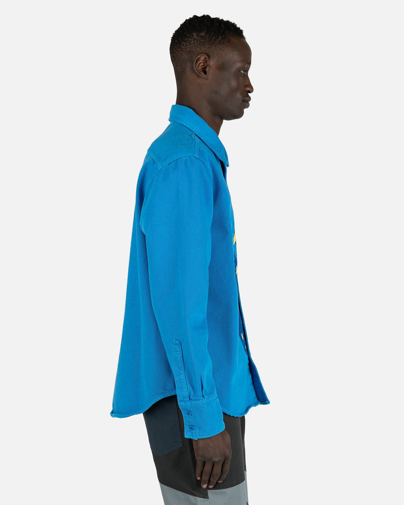 JW Anderson Men's Shirts Oversized Cuff Strawberry Shirt in Blue