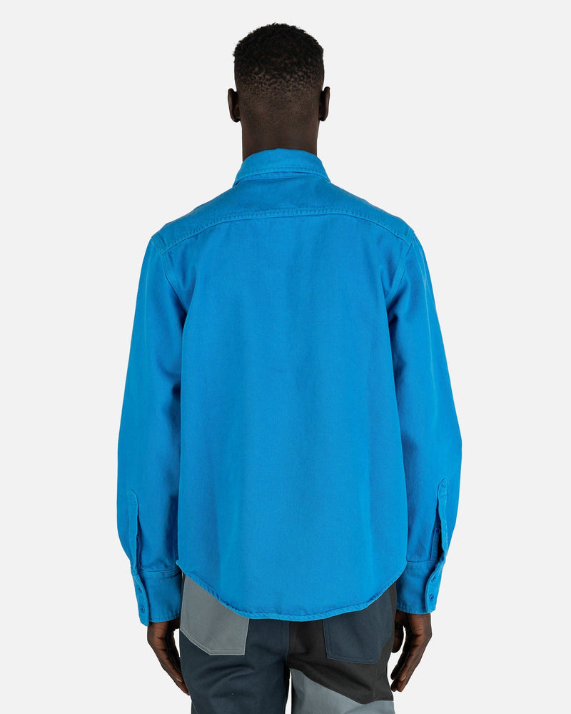 JW Anderson Men's Shirts Oversized Cuff Strawberry Shirt in Blue