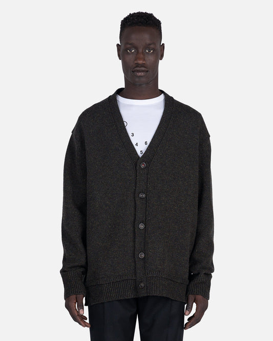 Maison Margiela Men's Sweatshirts Oversized Elbow Patch Cardigan in Dark Green