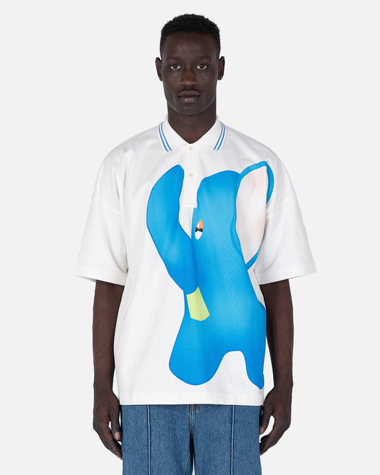 JW Anderson Men's T-Shirts Oversized Elephant Polo Shirt in Natural
