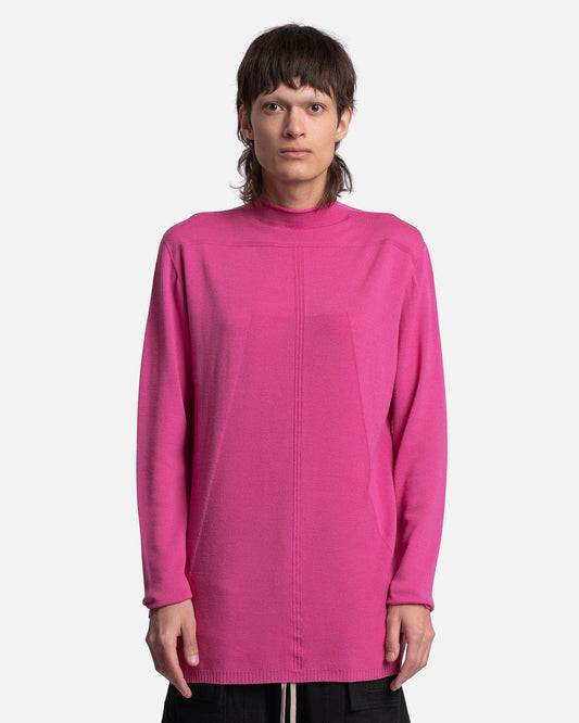 Rick Owens Men's Sweater O/S Oversized Geo Round Neck Sweater in Hot Pink