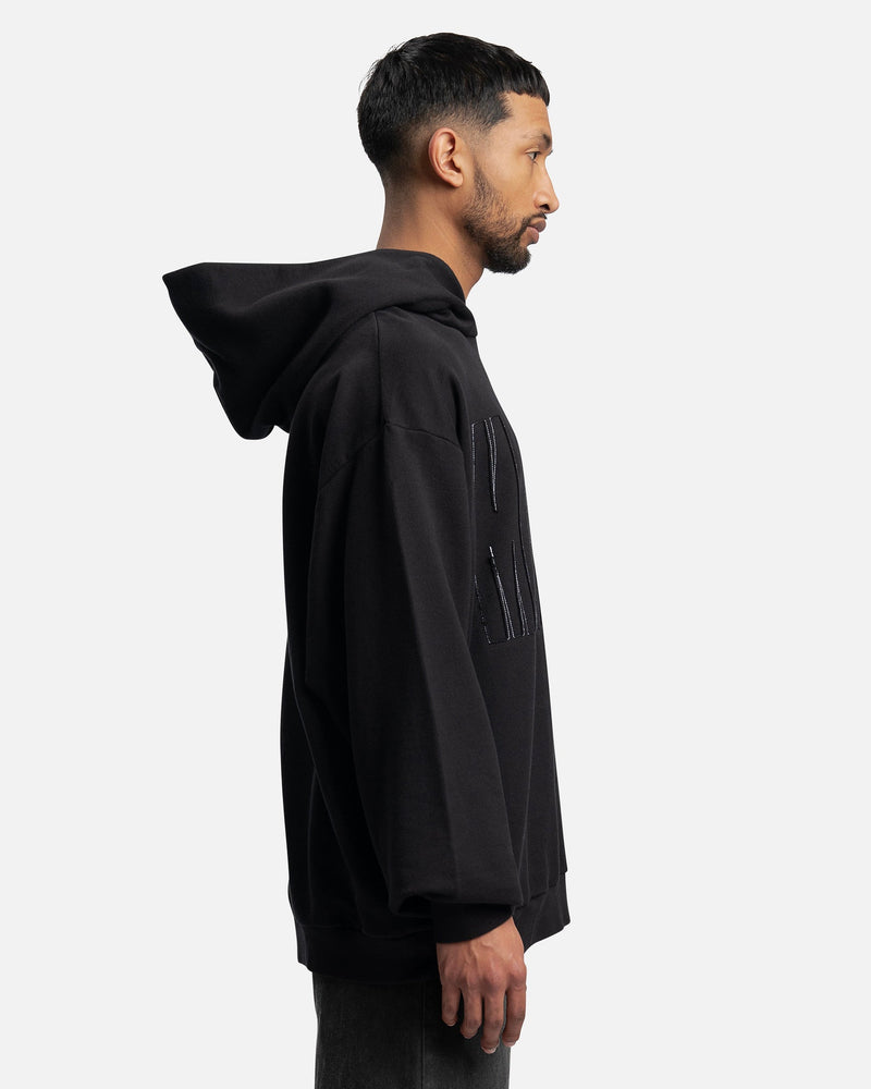 Marni Men's Sweatshirts Oversized Logo Loopback Hoodie in Black