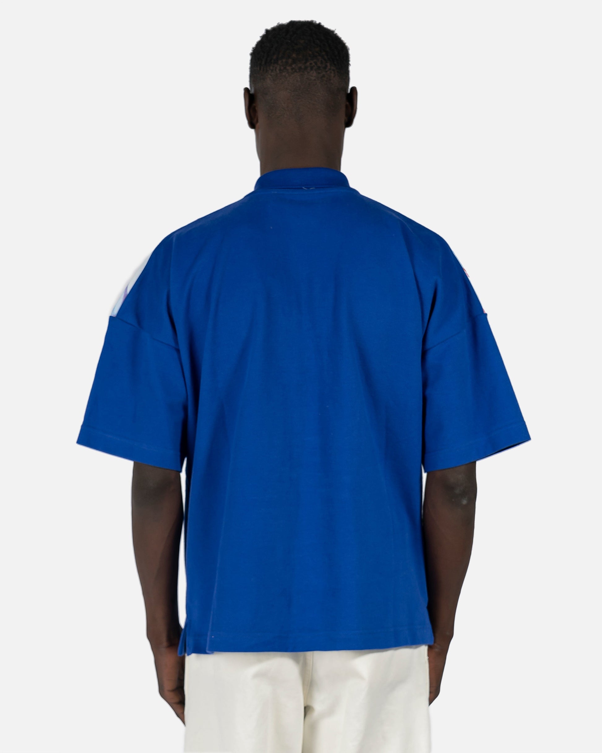 JW Anderson Men's Shirts Oversized Print Polo Shirt in Blue