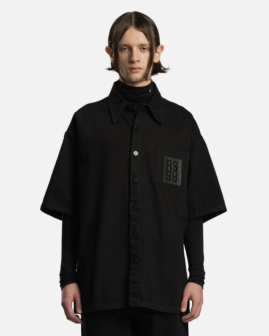 Raf Simons Men's Shirts Oversized Short Sleeved Denim Shirt in Black
