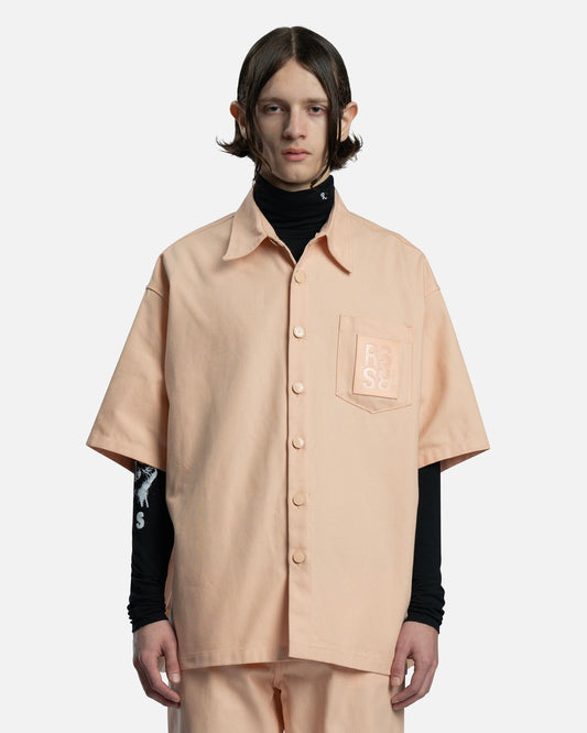 Raf Simons Men's Shirts Oversized Short Sleeved Denim Shirt in Salmon
