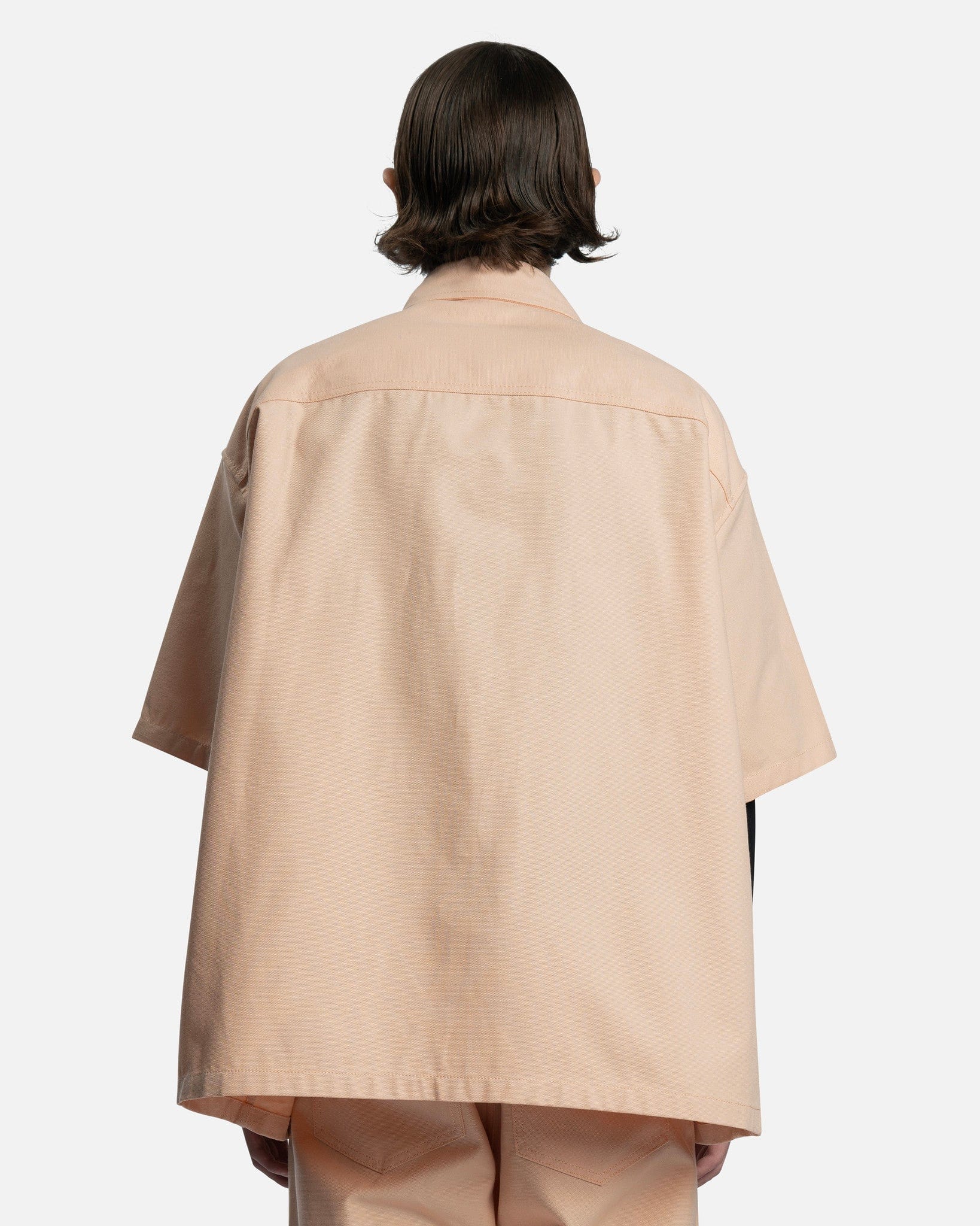 Raf Simons Men's Shirts Oversized Short Sleeved Denim Shirt in Salmon