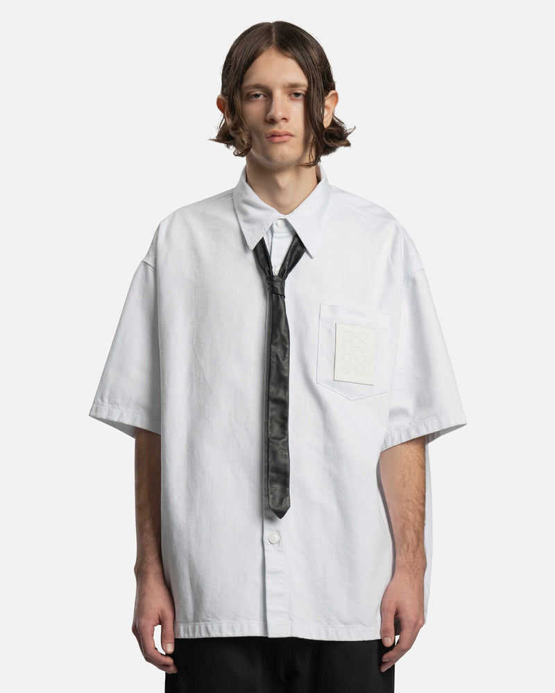 Raf Simons Men's Shirts Oversized Short Sleeved Denim Shirt in White