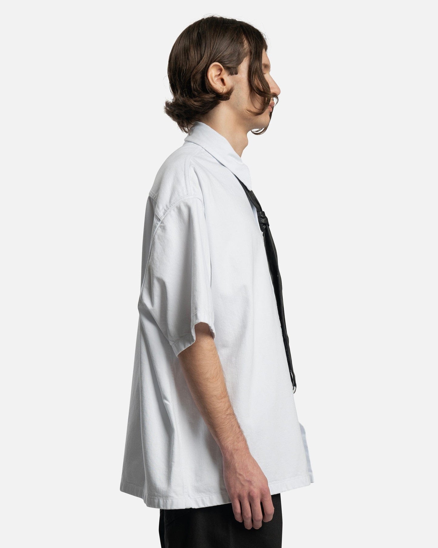 Raf Simons Men's Shirts Oversized Short Sleeved Denim Shirt in White