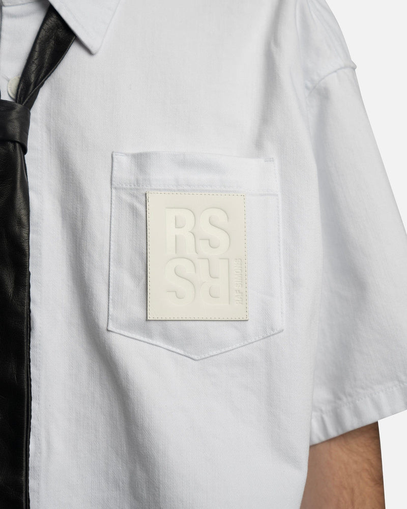 Raf Simons Men's Shirts Oversized Short Sleeved Denim Shirt in White