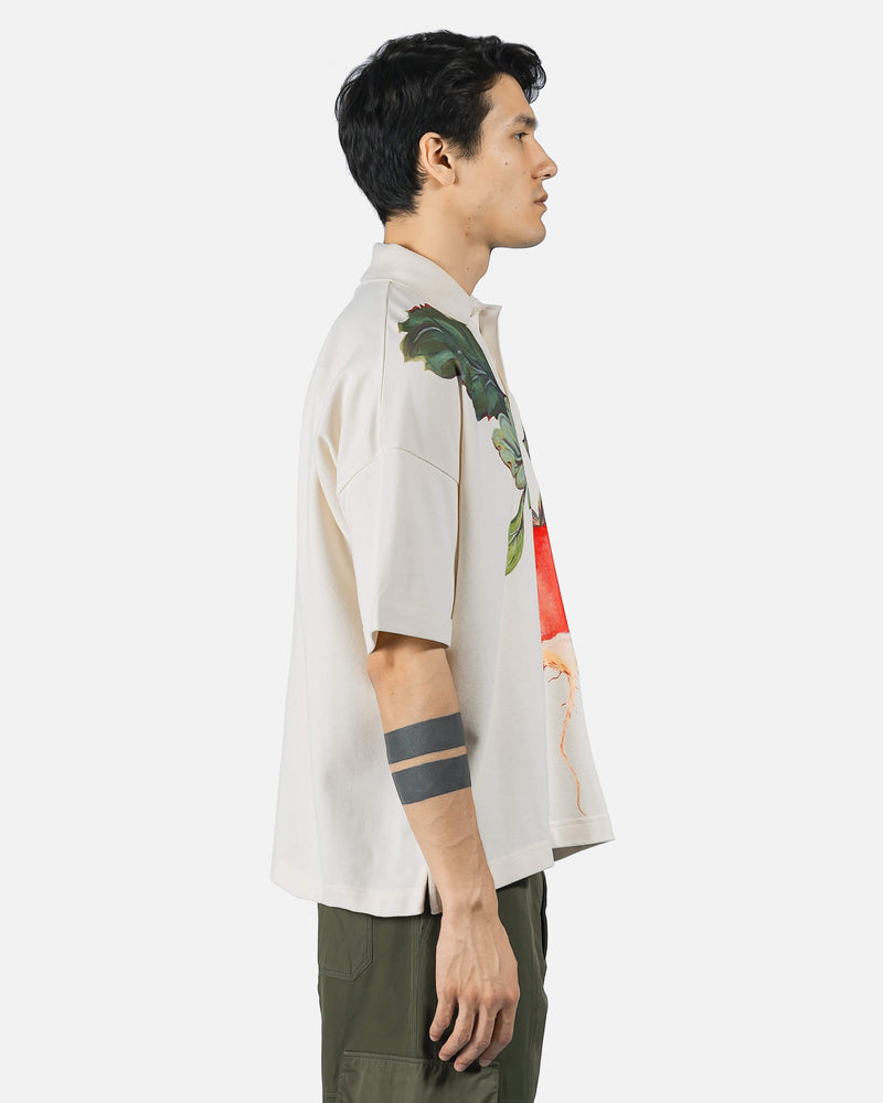 JW Anderson Men's Shirts Oversized Veggie Polo in Off-White
