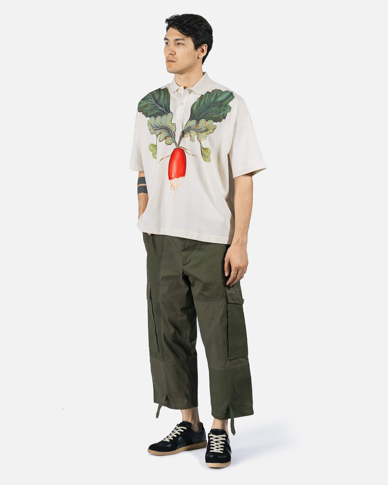 JW Anderson Men's Shirts Oversized Veggie Polo in Off-White