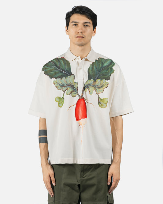 JW Anderson Men's Shirts Oversized Veggie Polo in Off-White