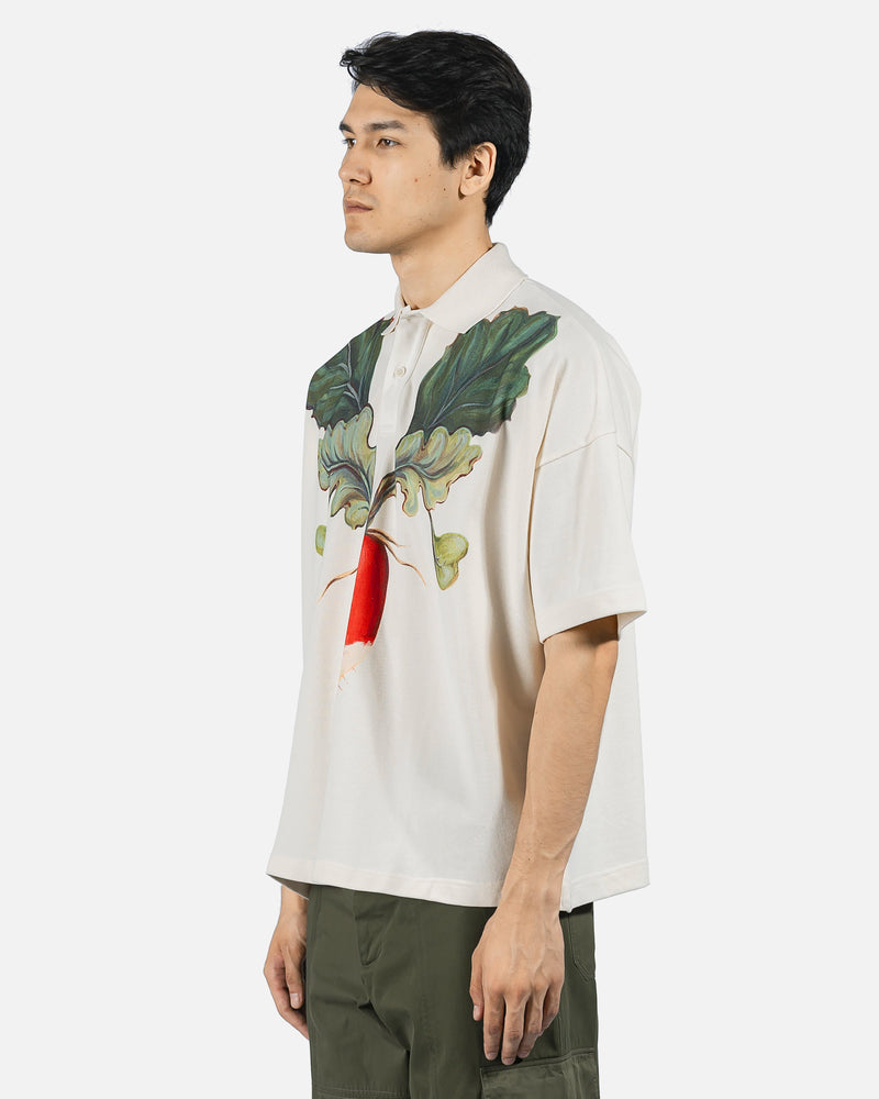 JW Anderson Men's Shirts Oversized Veggie Polo in Off-White