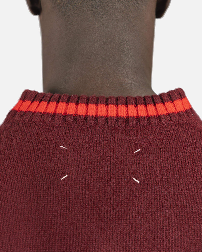 Maison Margiela mens sweater Oversized Wool Sweater in Burgundy/Red
