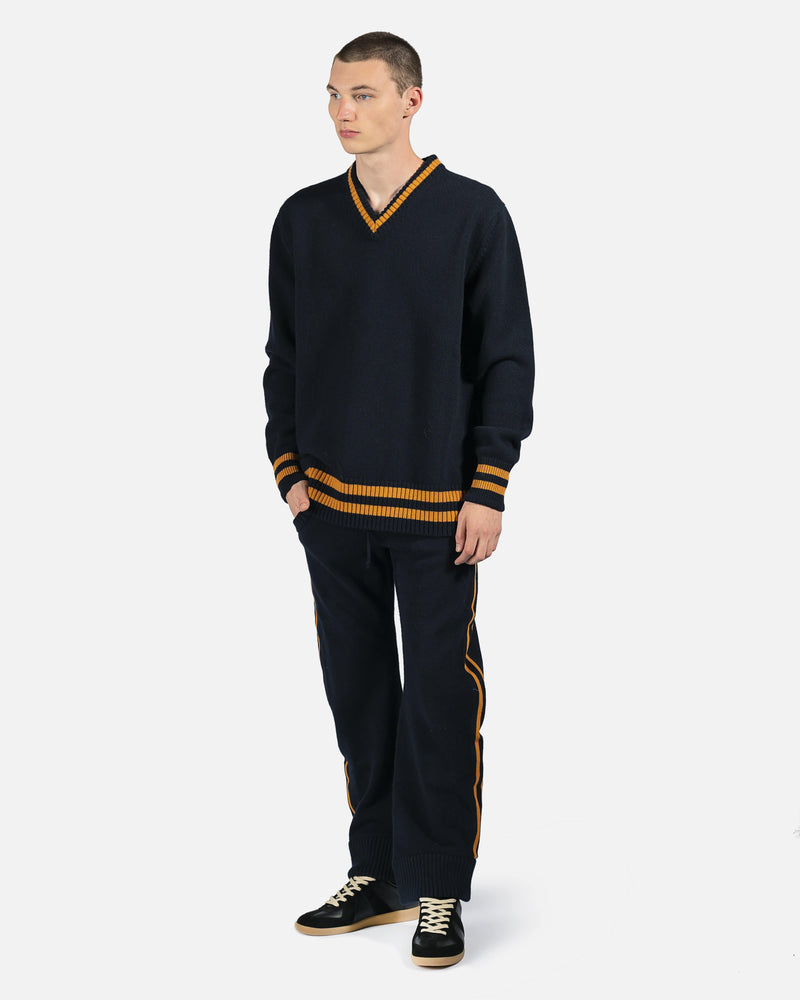 Maison Margiela mens sweater Oversized Wool Sweater in Navy/Gold