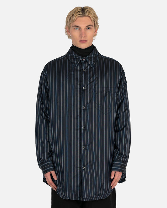 Maison Margiela Men's Shirts Padded Striped Shirt in Navy