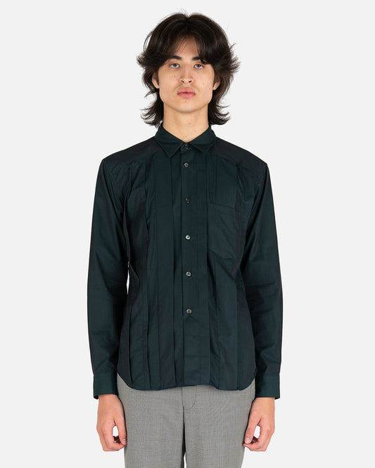 Comme des Garcons Homme Deux Men's Shirts Paneled Button Up in Dark Green