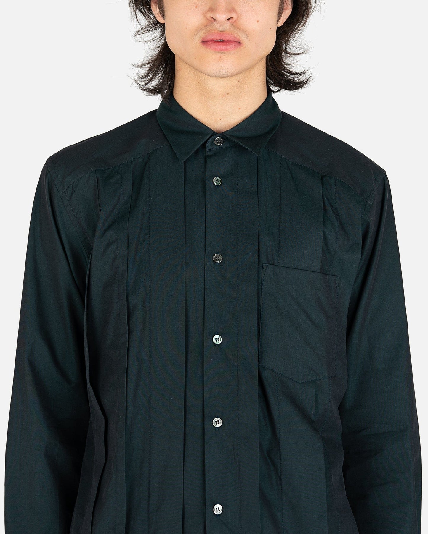 Comme des Garcons Homme Deux Men's Shirts Paneled Button Up in Dark Green