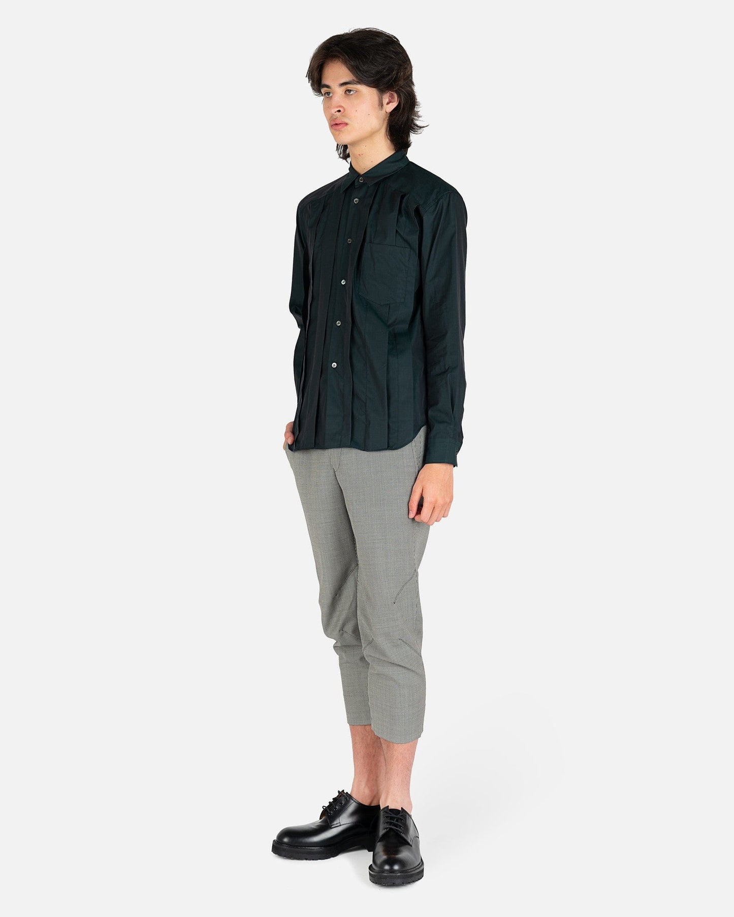 Comme des Garcons Homme Deux Men's Shirts Paneled Button Up in Dark Green