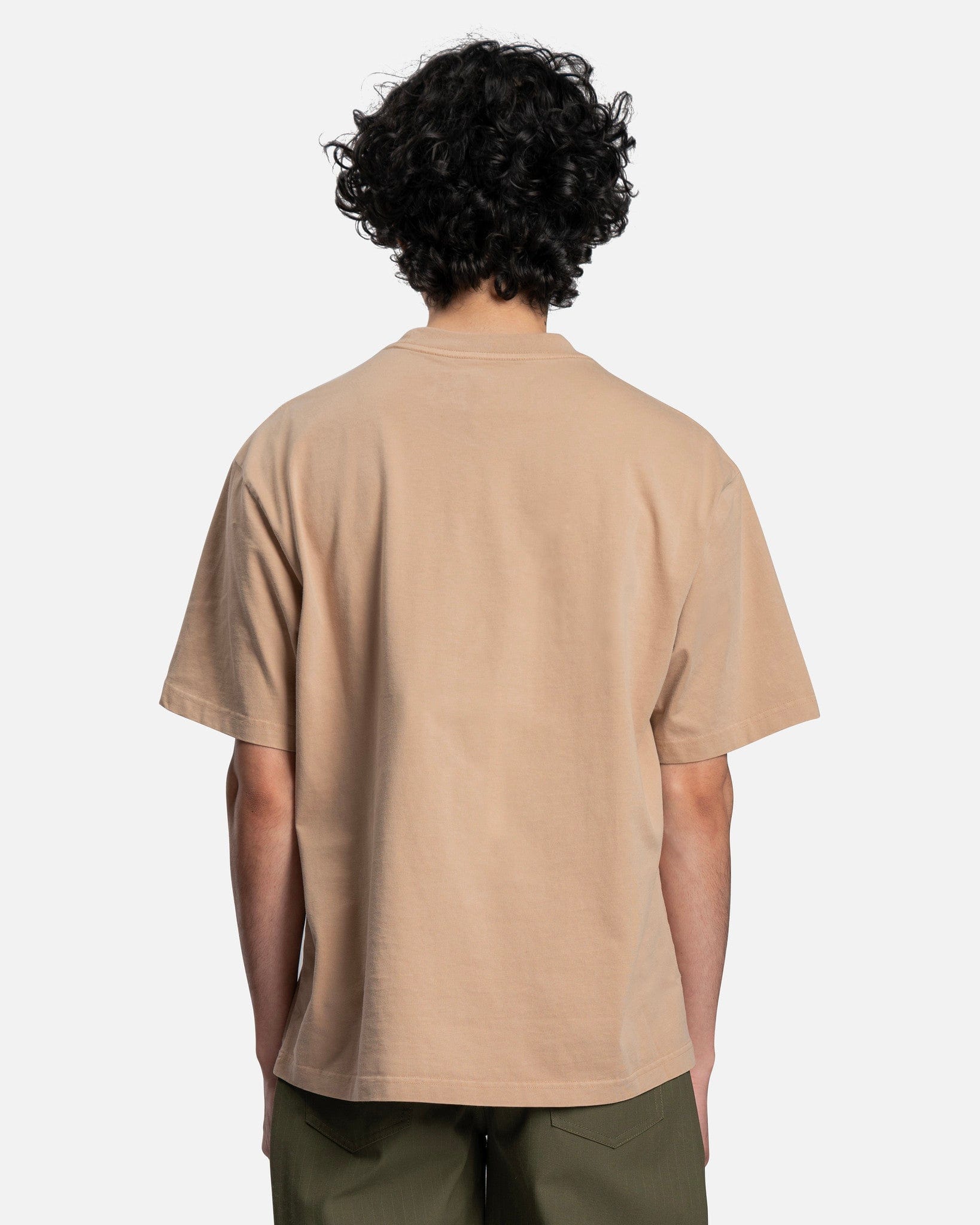 Feng Chen Wang Men's T-Shirt Paneled Collar T-Shirt in Beige