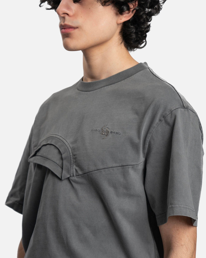 Feng Chen Wang Men's T-Shirt Paneled Collar T-Shirt in Grey