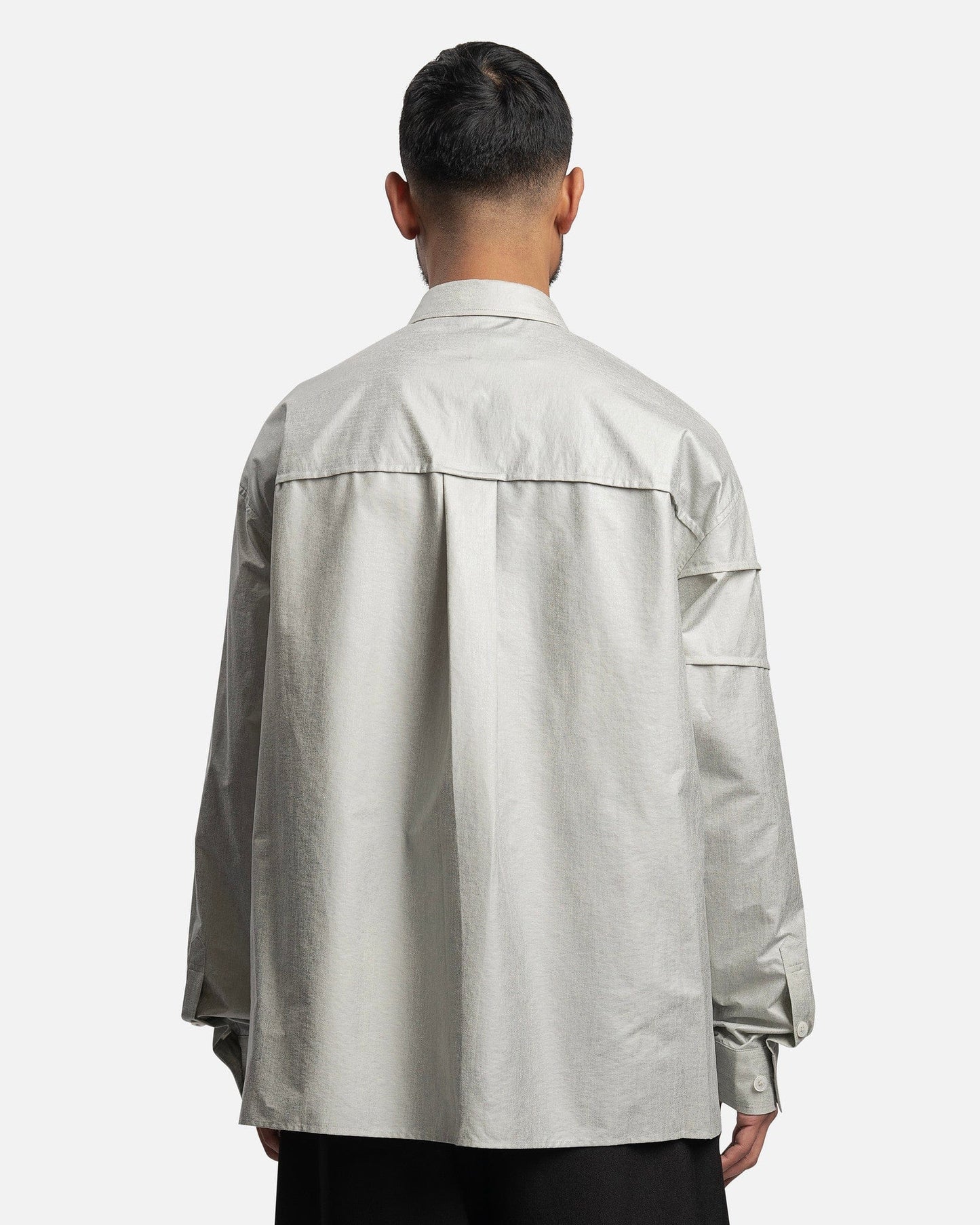 Feng Chen Wang Men's Shirts Paneled Long Sleeve Shirt in Light Grey