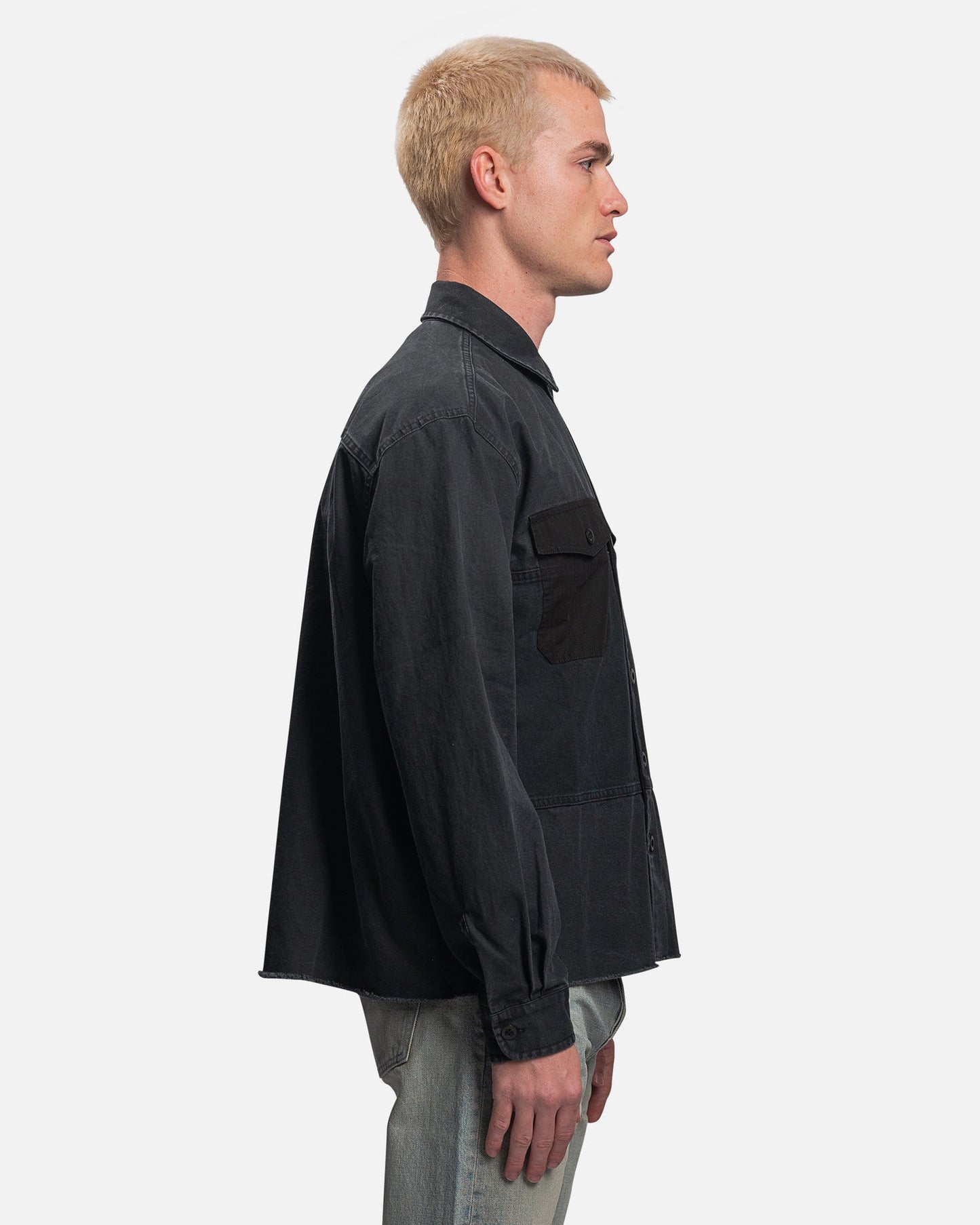 John Elliott Men's Shirts Paneled Military Shirt in Black