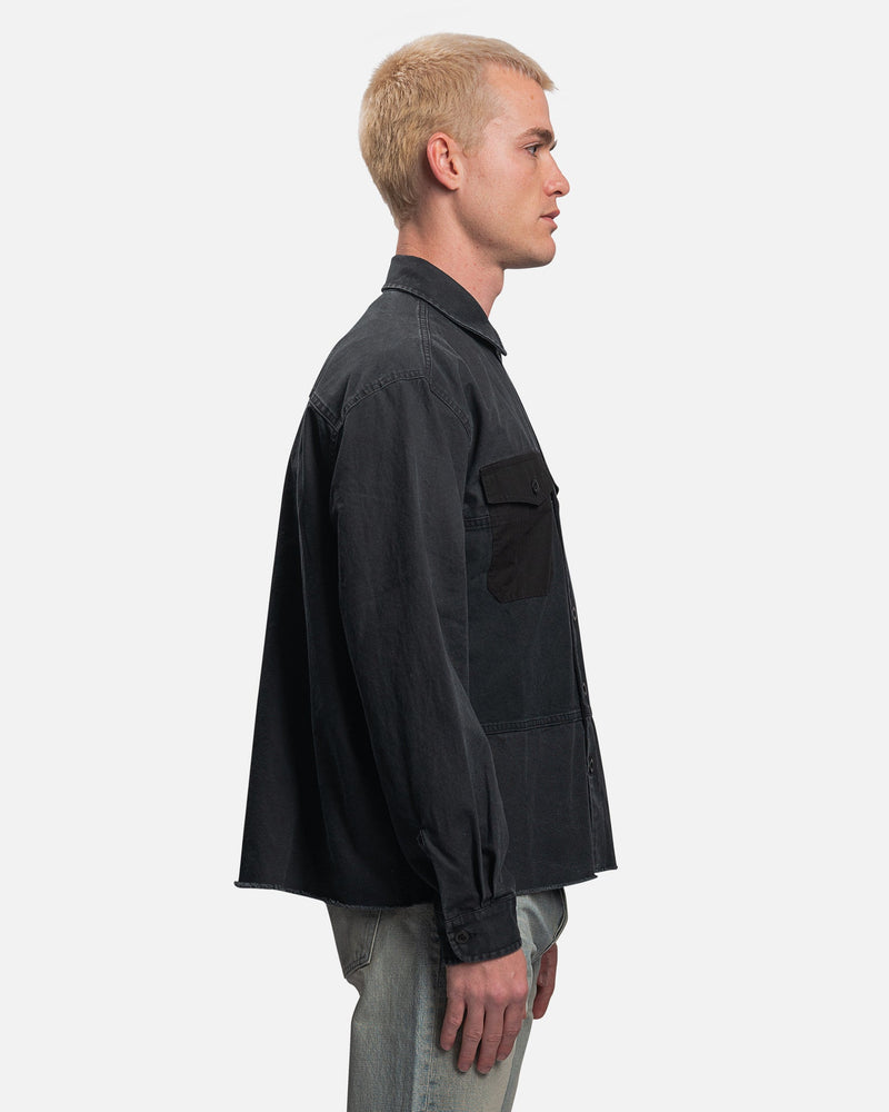 John Elliott Men's Shirts Paneled Military Shirt in Black