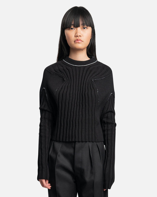 MM6 Maison Margiela Women Sweaters Patch Knit Sweater in Black