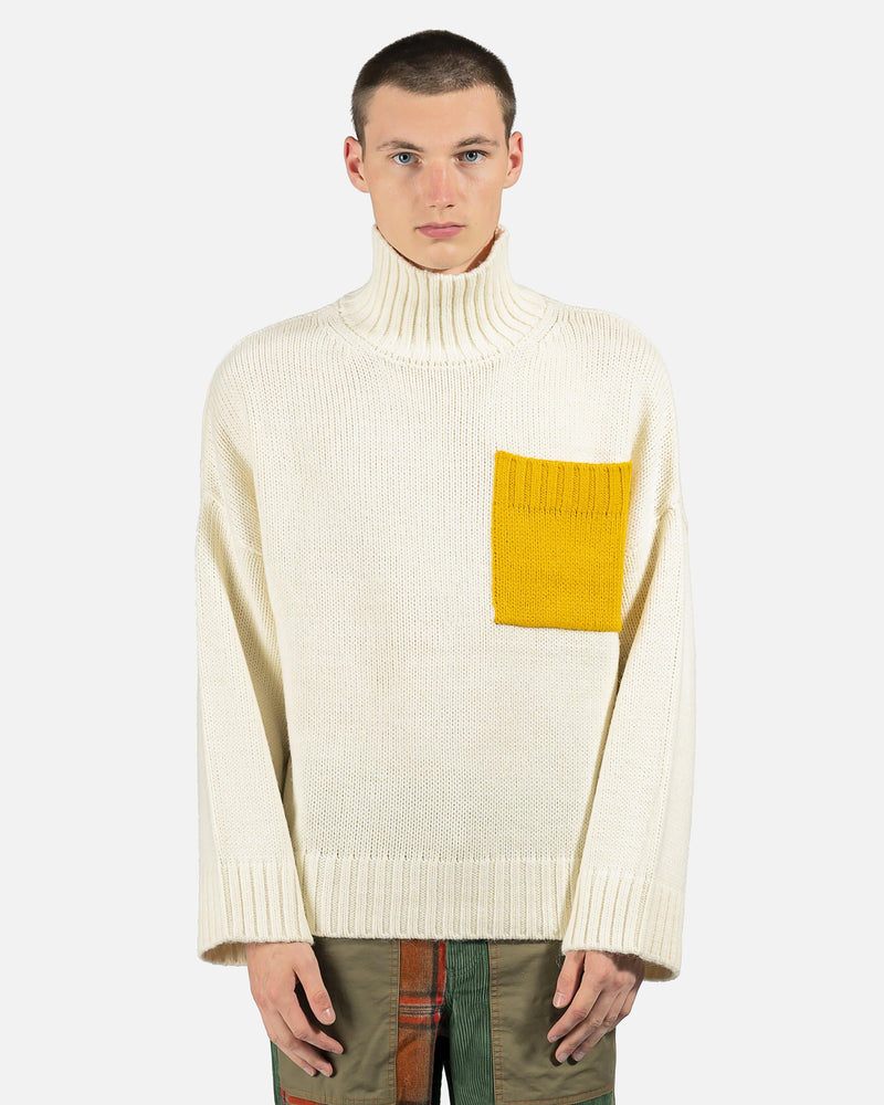 JW Anderson mens sweater Patch Pocket Sweater in Off White/Yellow