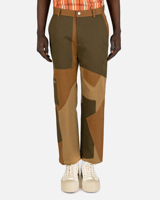 JW Anderson Men's Pants Patchwork Fatigue Trousers in Beige