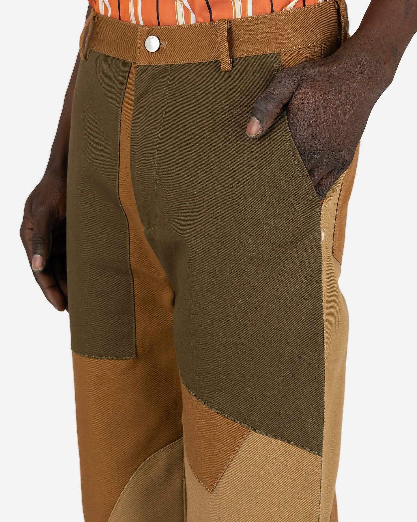 JW Anderson Men's Pants Patchwork Fatigue Trousers in Beige