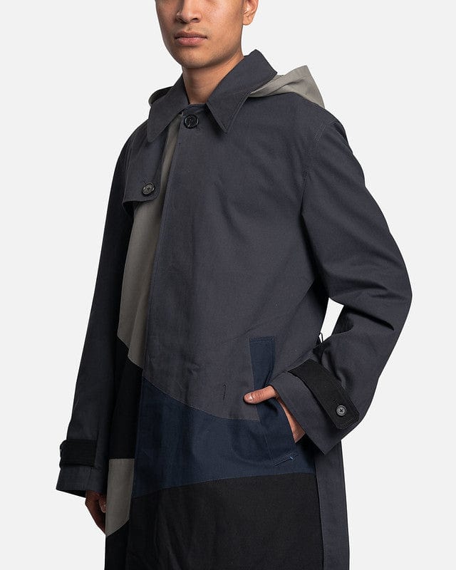 JW Anderson Men's Coat Patchwork Trench Coat in Black/Grey