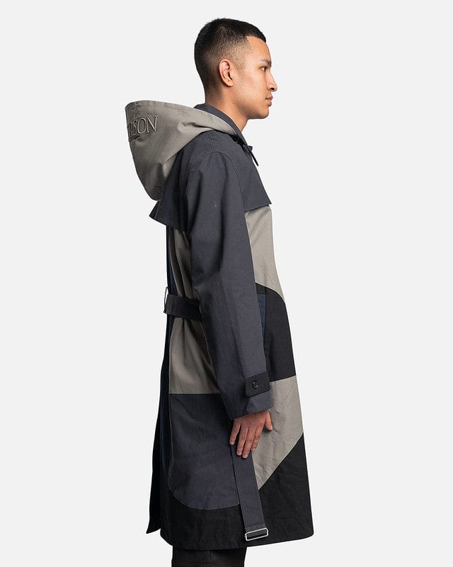 JW Anderson Men's Coat Patchwork Trench Coat in Black/Grey