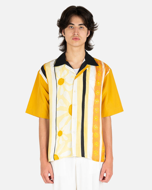 Marni Men's Shirts Patchwork Viscose Jacquard Shirt in Gold