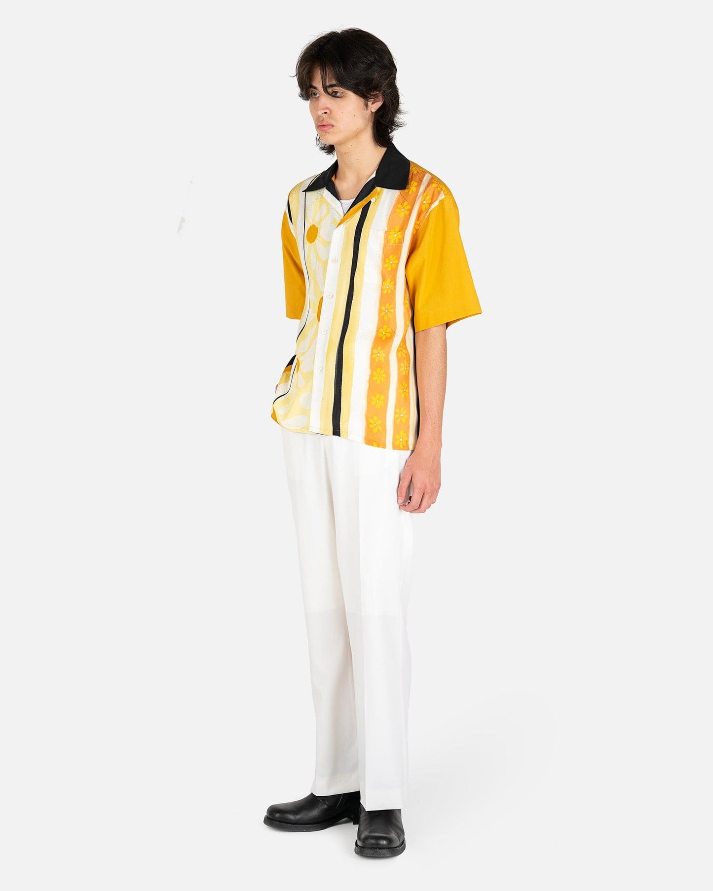 Marni Men's Shirts Patchwork Viscose Jacquard Shirt in Gold