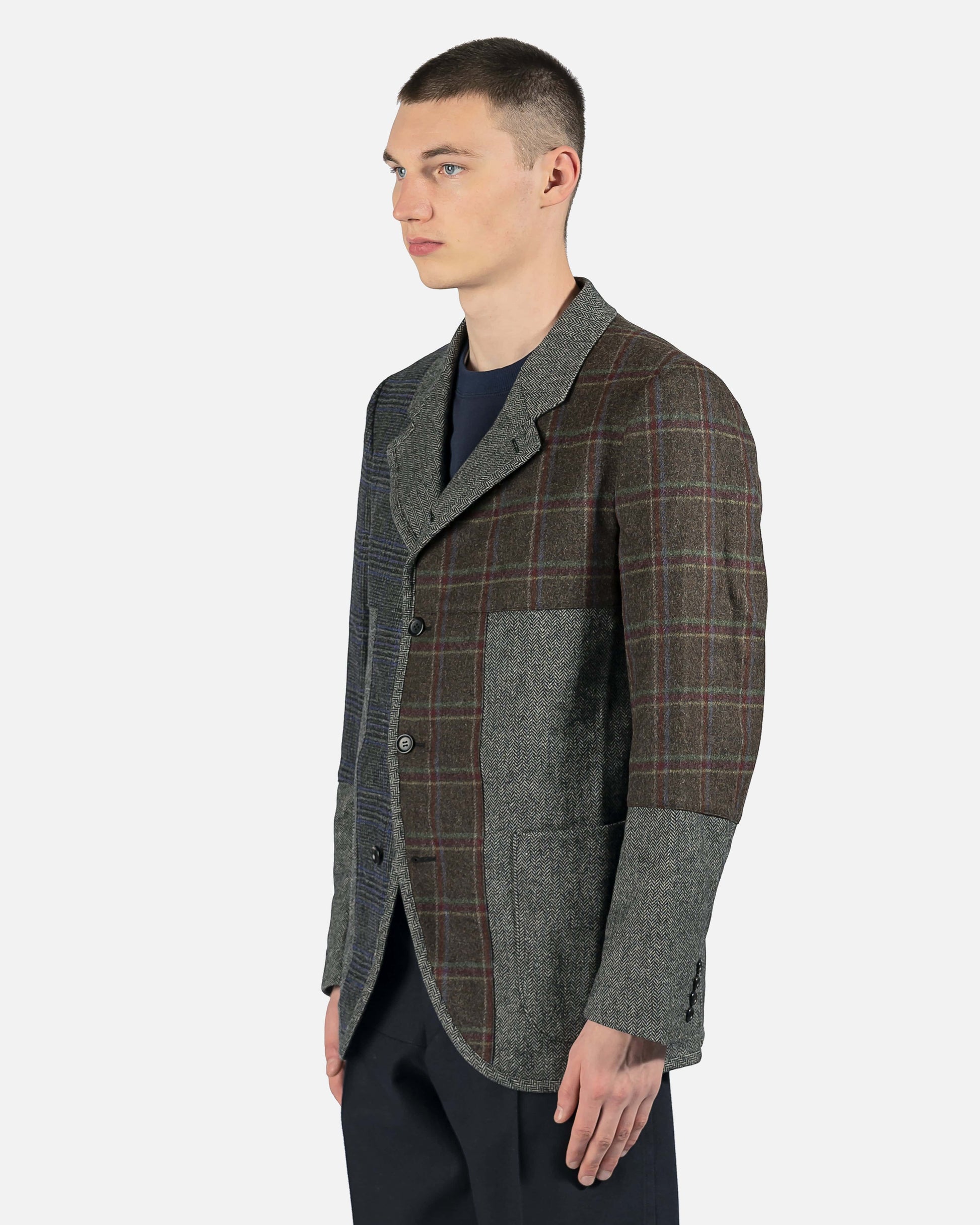 Comme des Garcons Homme Deux Men's Jackets Patchwork Wool Blazer in Multi