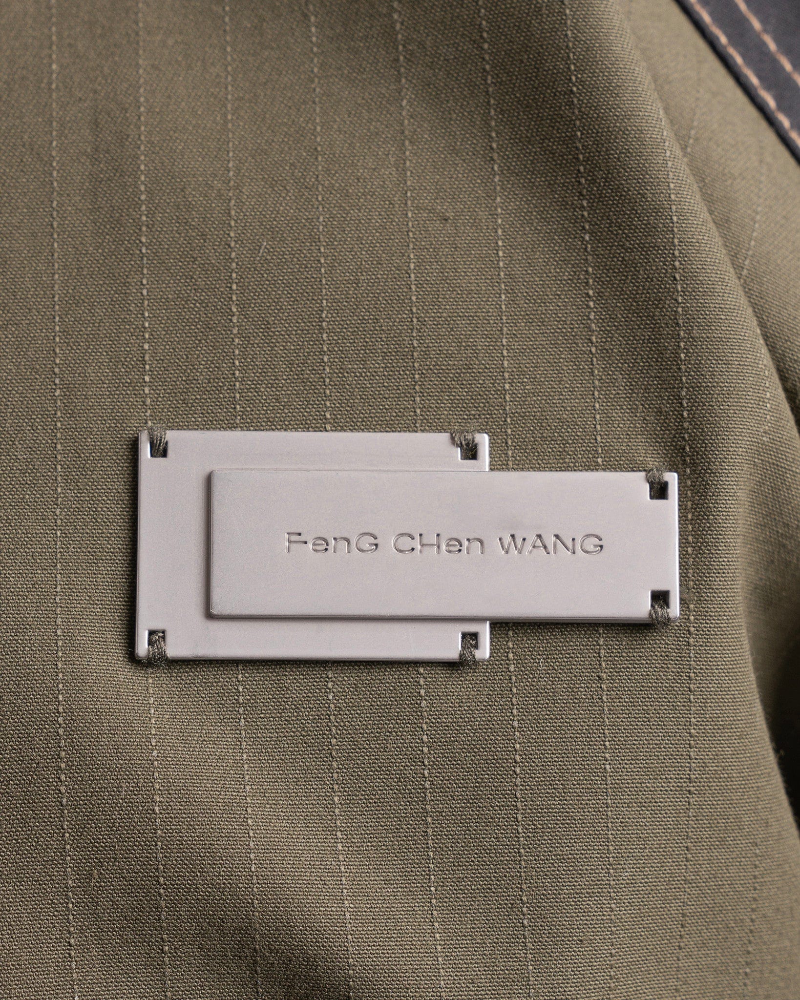 Feng Chen Wang Men's Jackets Patchwork Work Jacket in Khaki