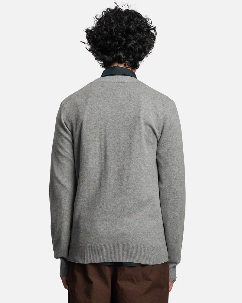 Comme des Garcons Homme Deux Men's Sweater Pattern-Knit Wool Cardigan in Light Grey