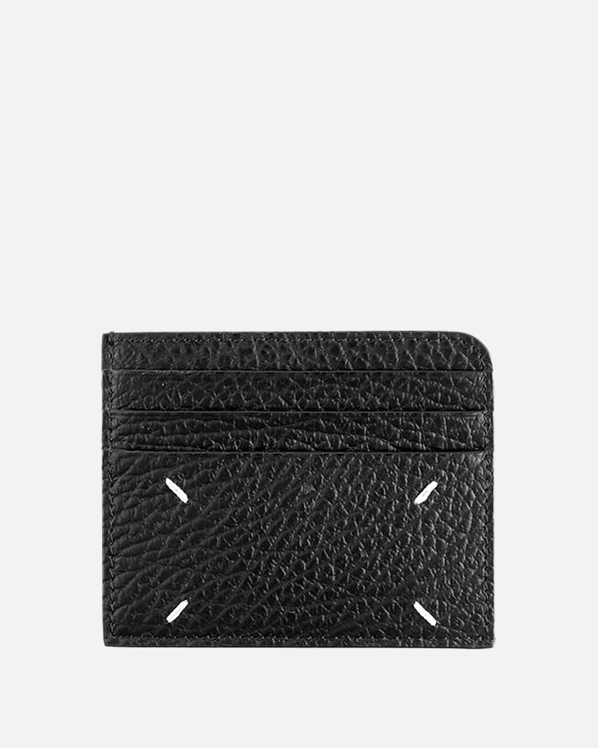 Maison Margiela Leather Goods Pebbled Leather Cardholder in Black
