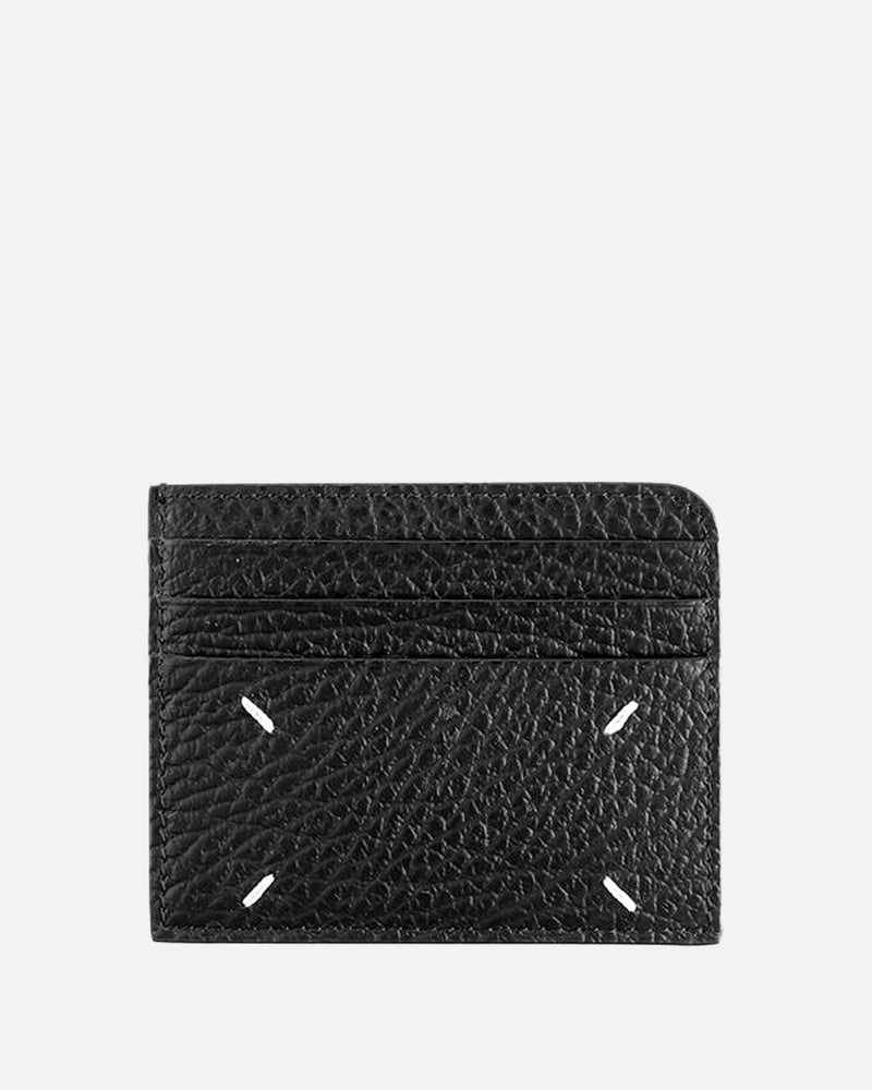 Maison Margiela Leather Goods Pebbled Leather Cardholder in Black