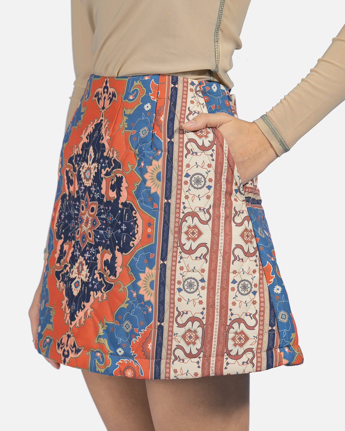 Melody Ehsani Women Skirts Persian Rug Quilted Skirt in Multi