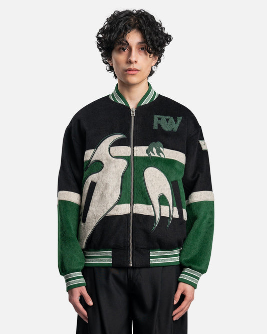 Feng Chen Wang Men's Jackets Phoenix Embroidered  Bomber Jacket in Green