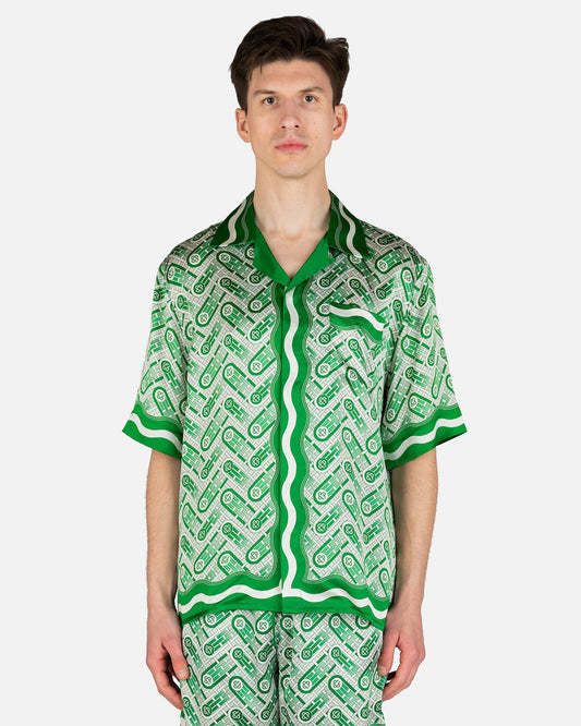 Casablanca Men's Shirts Ping Pong Monogram Cuban Collar Shirt in Green
